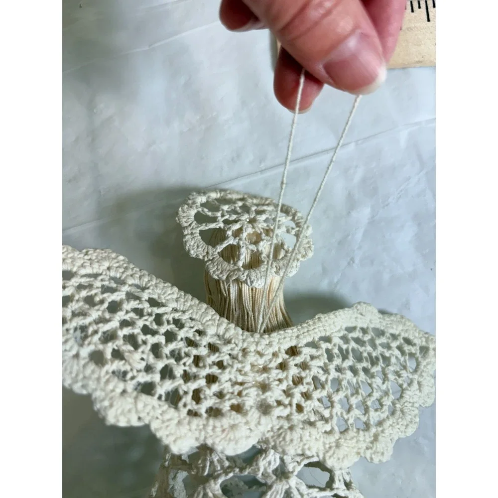 Vintage Handmade White Starched Angel Tree Topper/Wall Hanging‎